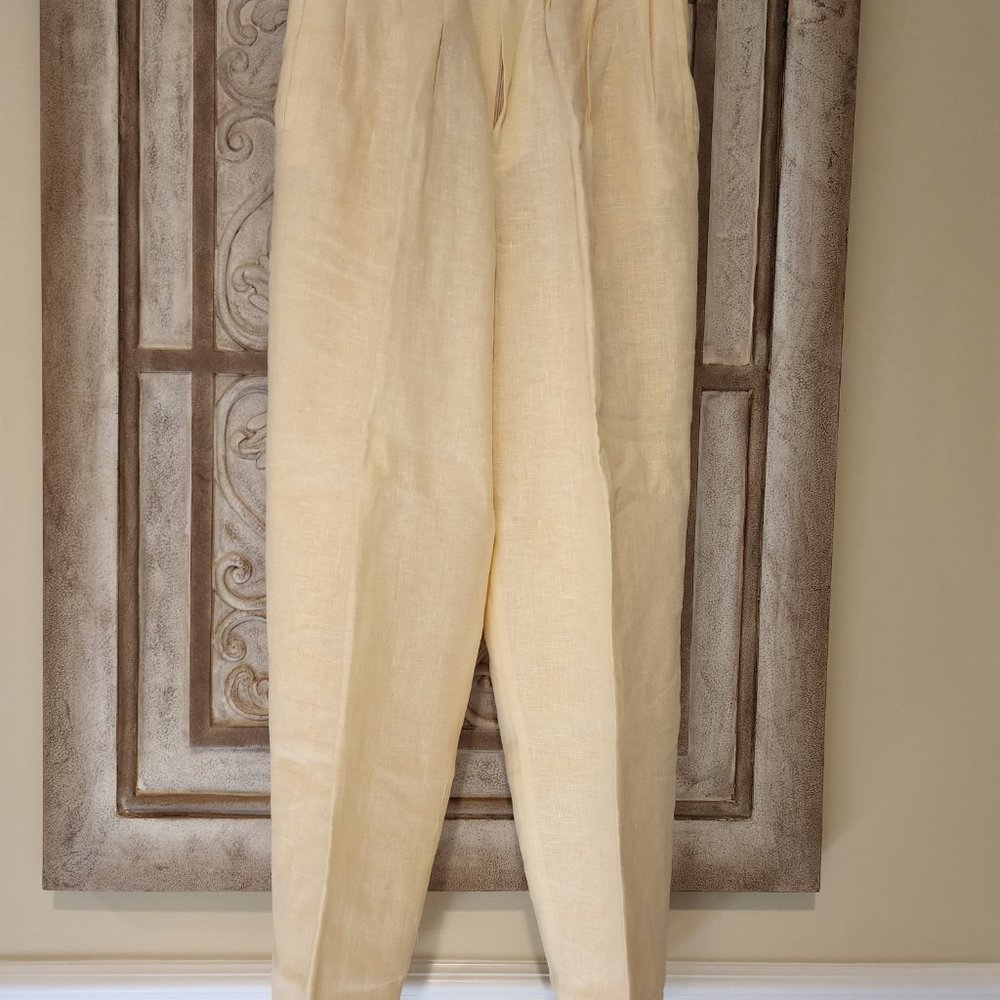 Linen Pleated Pants-fully lined